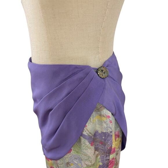 Vtg 80s Utah Tailoring Designer Skirt Suit Pastel Brocade Purple Business Event - Picture 8 of 16